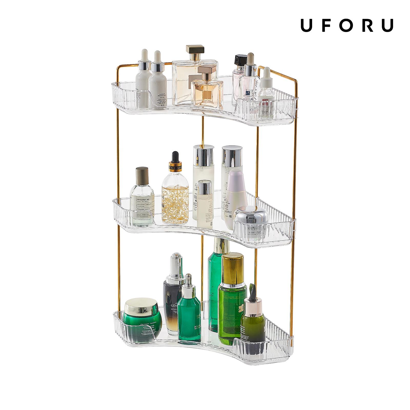 Luxury Gold Skincare - Трехуровневая прозрачная угловая полка-органайзер для ванной